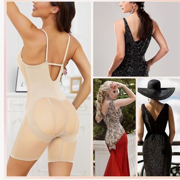 New Slimers Shaper Tummy Control U Plunge Backless Full Body Shapewear BodySuit - Picture 2 of 16